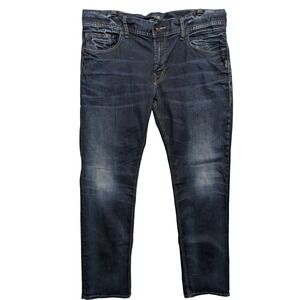 Silver Jeans Co Allan Mens 36x34 Dark Wash Slim Fit Jeans M22231BBS491 Indigo